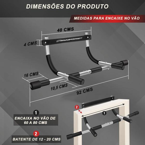 Barra para Porta Gold Sports Dupla Curvada Pro - Multifuncional 92 cm Imagem de Barra para Porta Gold Sports Dupla Curvada Pro - Multifuncional 92 cm