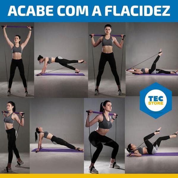 Imagem de Barra Pilates Elastico Bastão Exercicios Aparelho Academia