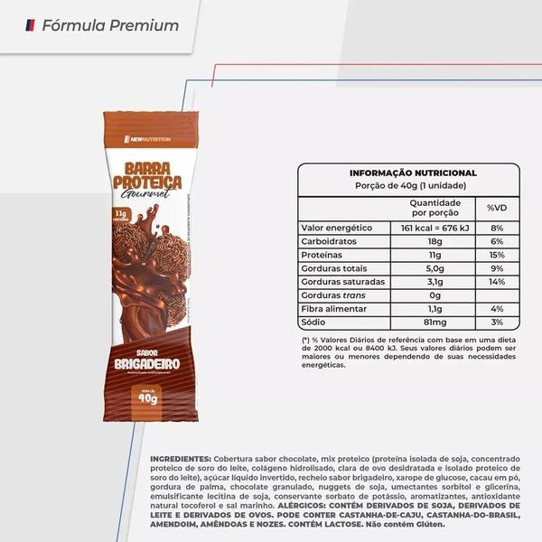 Imagem de Barra Proteíca Gourmet Newnutrition Brigadeiro 12 Unidades