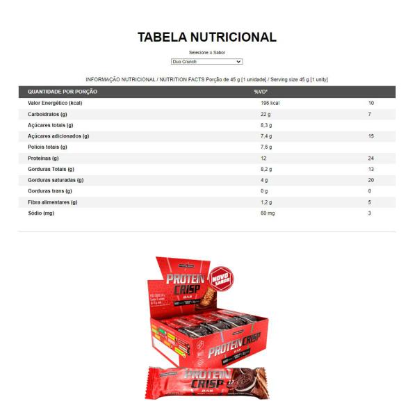 Imagem de Barra Protein Crisp 12 un Integral Médica