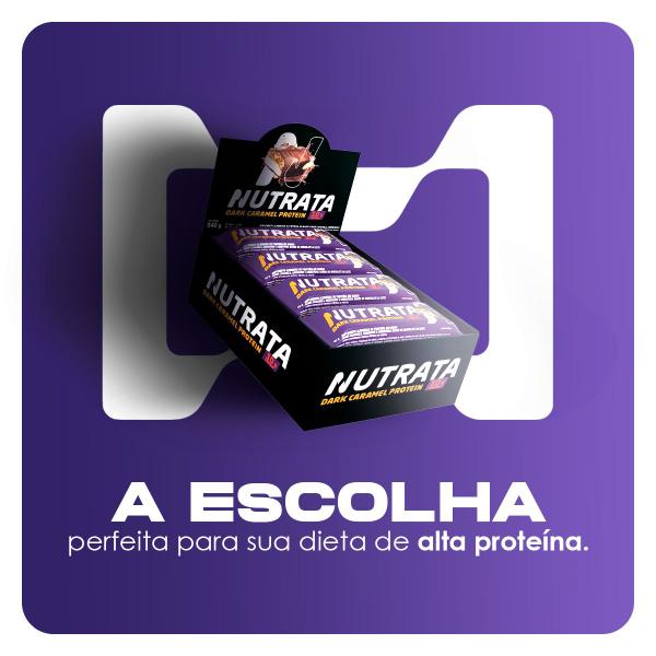 Imagem de BARRA PROTEÍNA SABOR DARK CARAMEL PROTEIN CX/ 12 de 45g  NUTRATA