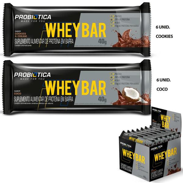 Imagem de Barra proteina whey bar 12un 40g sabores sortidos probiotica