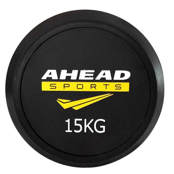 Imagem de Barra Reta Montada 15 Kg As3009 Ahead Sports Preto E Amarelo