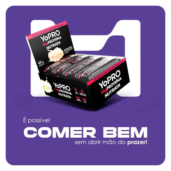 Imagem de Barra  Sabor Morango com Chocolate Branco  12 Unidades - YoPro 