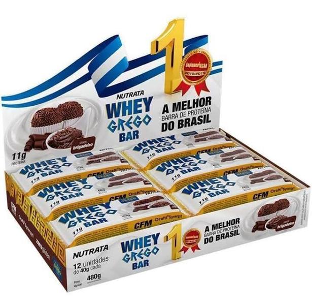 Imagem de Barra Whey Grego Brigadeiro Nutrata - Display Com 12 Unid