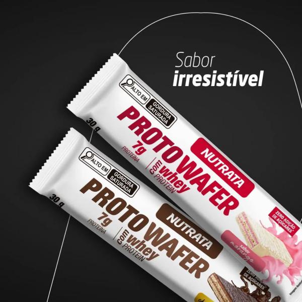 Barra whey proto wafer sabor morango com 1un 30g nutrata Imagem de Barra whey proto wafer sabor morango com 1un 30g nutrata