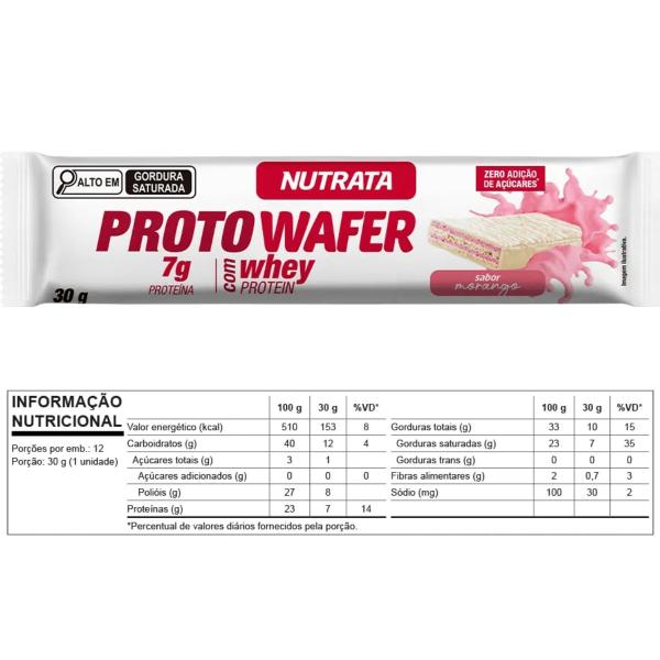 Imagem de Barra whey proto wafer sabor morango com 1un 30g nutrata