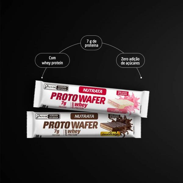Barra whey proto wafer sabor morango com 1un 30g nutrata Imagem de Barra whey proto wafer sabor morango com 1un 30g nutrata
