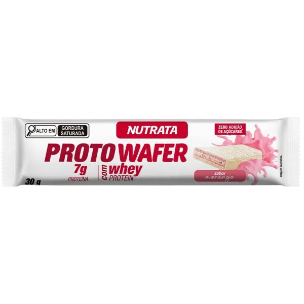 Barra whey proto wafer sabor morango com 1un 30g nutrata Imagem de Barra whey proto wafer sabor morango com 1un 30g nutrata