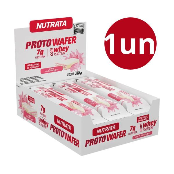 Barra whey proto wafer sabor morango com 1un 30g nutrata Imagem de Barra whey proto wafer sabor morango com 1un 30g nutrata