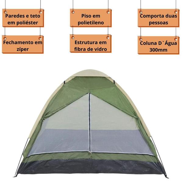 Imagem de Barraca 2 Pessoa Camping Kit Colchao Inflavel Casal e Bomba de AR