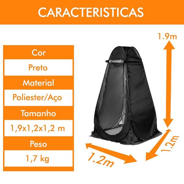 Imagem de Barraca Banheiro Trocador Cor Preto P Camping Tenda Portátil