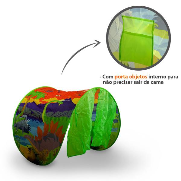 Imagem de Barraca Cabana Formato em Arco Verde de Dinossauro Para Montar Em Cama Infantil