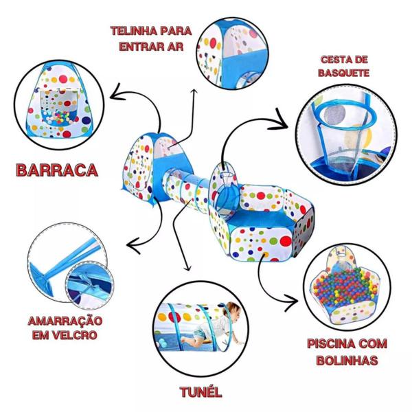 Imagem de Barraca Cabana Toca Túnel Infantil 3x1 Piscina De Bolinhas