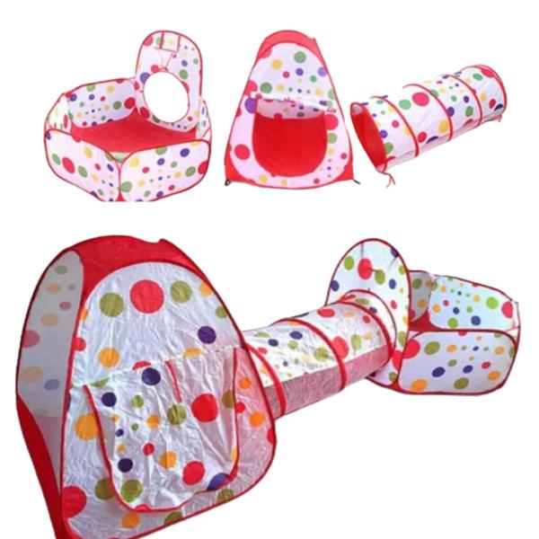 Barraca Cabana Toca Túnel Infantil 3x1 Piscina De Bolinhas - Pop Brinquedos Imagem de Barraca Cabana Toca Túnel Infantil 3x1 Piscina De Bolinhas