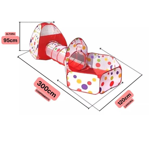 Barraca Cabana Toca Túnel Infantil 3x1 Piscina De Bolinhas - Pop Brinquedos Imagem de Barraca Cabana Toca Túnel Infantil 3x1 Piscina De Bolinhas