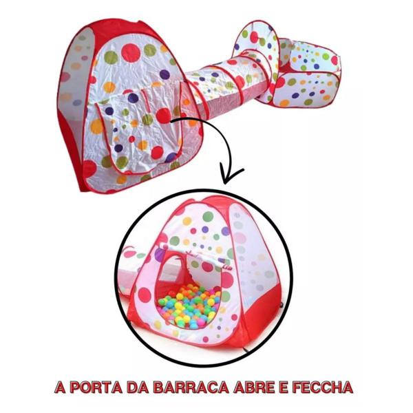 Barraca Cabana Toca Túnel Infantil 3x1 Piscina De Bolinhas - Pop Brinquedos Imagem de Barraca Cabana Toca Túnel Infantil 3x1 Piscina De Bolinhas