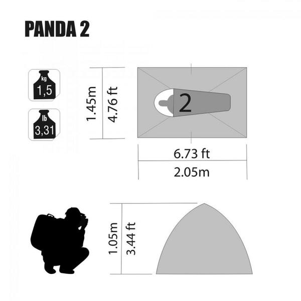 Imagem de Barraca Camping 2 Pessoas Coluna D Agua 600mm Panda  Nautika 