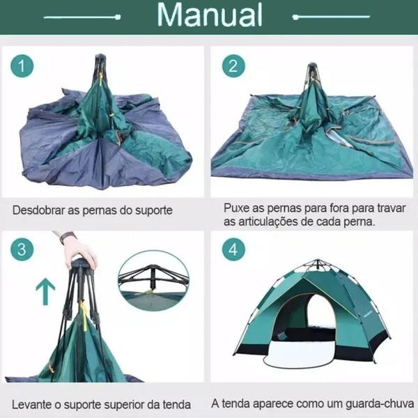 Imagem de Barraca Camping Acampamento 3/4 Pessoas Lelong Le-5401 Automática Reforçada