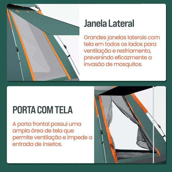 Imagem de Barraca Camping Acampamento até 4 Pessoas A Prova Dágua AntiMosquito Abertura Rápida Expansão Automática Gazebo Varanda