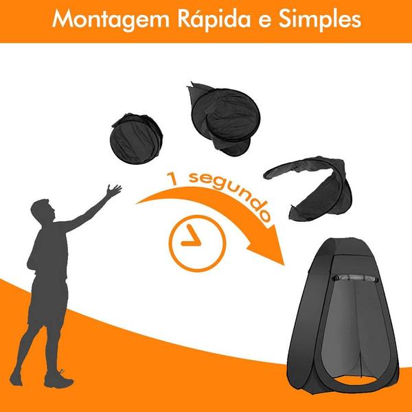 Imagem de Barraca Camping Banheiro Pop Up Preto Troca Roupas Lazer