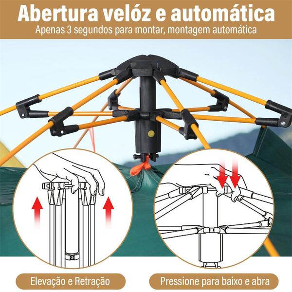 Imagem de Barraca Camping De até 4 Pessoas A Prova D'agua Anti-Mosquito Abertura Rápida Expansão Automática 