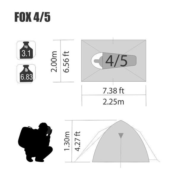 Imagem de Barraca Camping Fox 4/5 Pessoas 200 x 225 x 130 cm Nautika