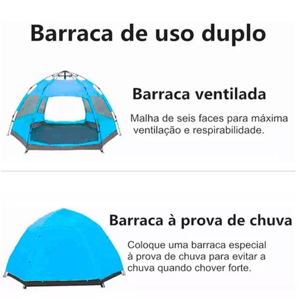 Imagem de Barraca Camping Impermeável Automática 5/8 Pessoas Uso Duplo