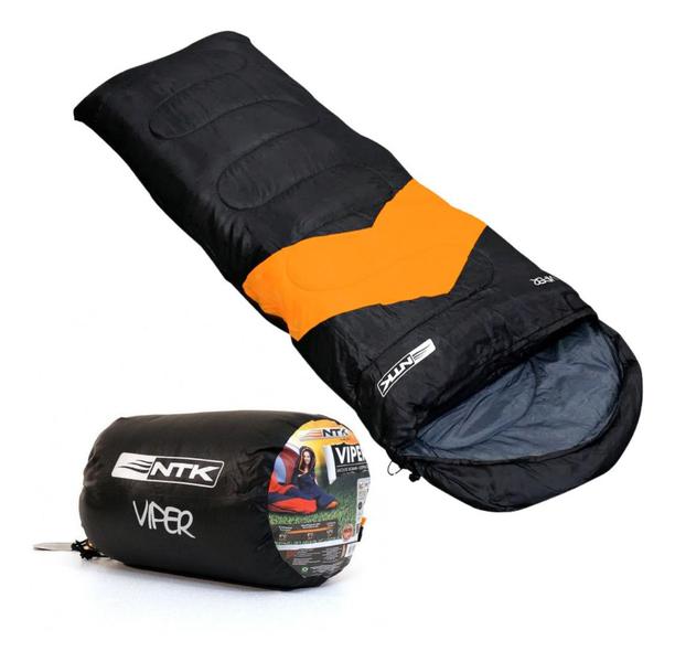 Imagem de Barraca Camping NTK 3 pessoas Coluna d'água 600mm + Saco de Dormir Laranja/Preto + Cadeira Alvorada Verde + Fogareiro