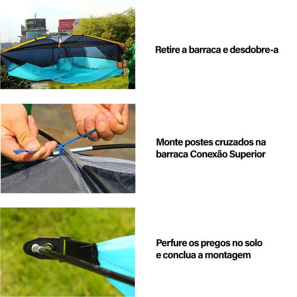 Imagem de Barraca Camping Tenda Iglu Portátil 4 Pessoas 200*135*100cm Ar Livre Pesca Azul Escuro WCT FITNESS