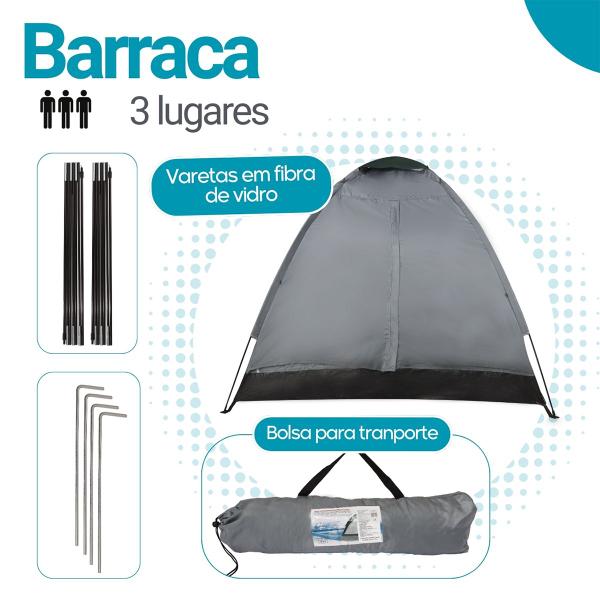 Imagem de Barraca De Camping 3 Pessoas Impermeável C/ Bolsa