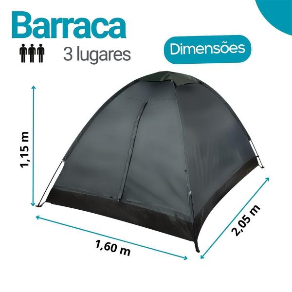 Imagem de Barraca De Camping 3 Pessoas Impermeável Com Bolsa