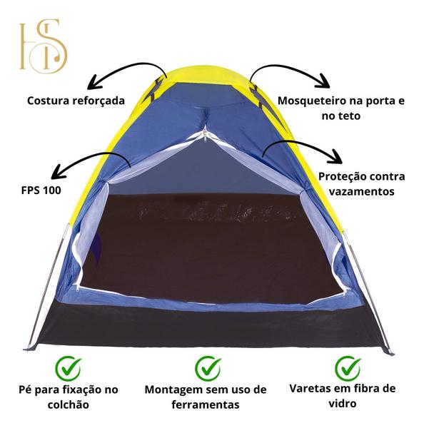 Imagem de Barraca De Camping Acampamento 2 3 4 Pessoas Impermeável Com Bolsa