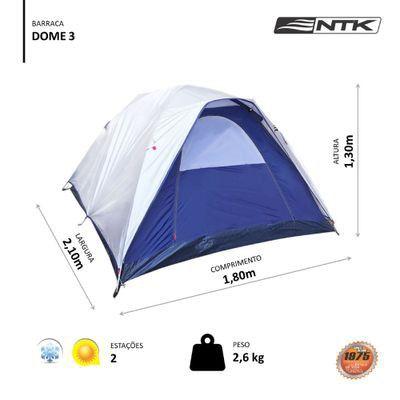 Imagem de Barraca de Camping Nautika Dome 3 pessoas Coluna d'água de 1800mm Cinza