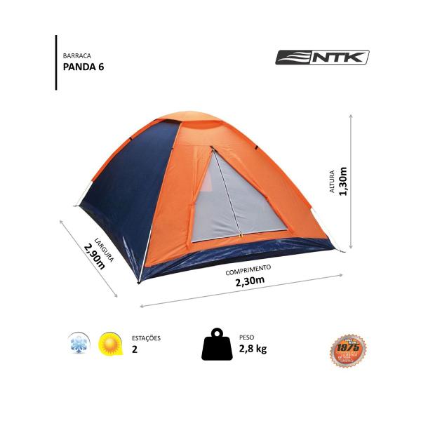Barraca de Camping NTK Panda 6 pessoas Coluna d água de 600mm - Nautika Lazer Imagem de Barraca de Camping NTK Panda 6 pessoas Coluna d água de 600mm