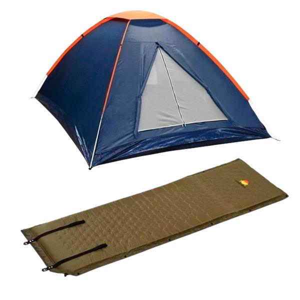 Imagem de Barraca de Camping Panda NTK 2 pessoas e coluna d'água de 600mm + Colchonete Auto-Inflável Isolate Térmico Verde