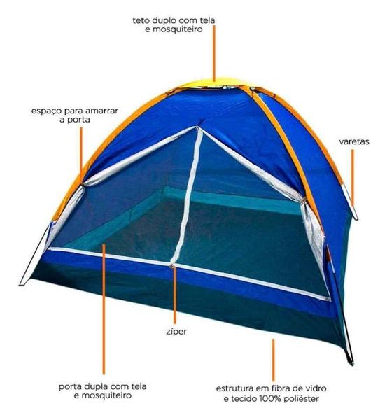 Barraca de Camping para 2 Pessoas - Azul - Genérico Imagem de Barraca de Camping para 2 Pessoas - Azul