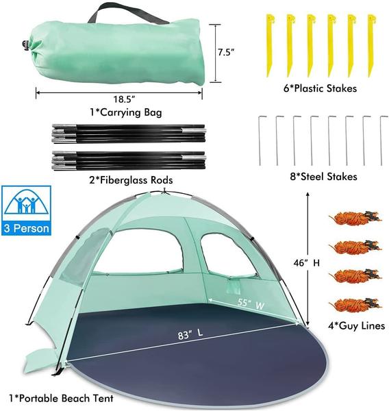 Imagem de Barraca de praia NXONE Sun Shade Shelter para 2-3 pessoas com UV