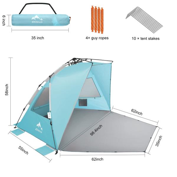 Imagem de Barraca de praia Oileus XX-Large Sun Shelter para 5-6 pessoas azul