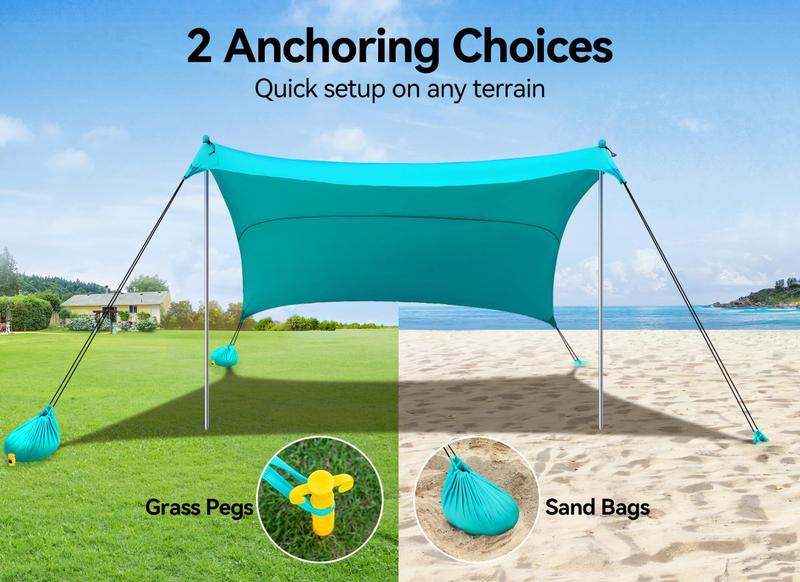 Imagem de Barraca de praia Vibemo Camping Sun Shelter 3 x 3m com sacos de areia UPF50+