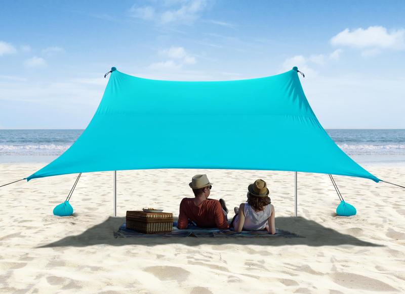 Imagem de Barraca de praia Vibemo Camping Sun Shelter 3 x 3m com sacos de areia UPF50+