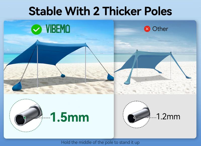 Imagem de Barraca de praia Vibemo Camping Sun Shelter 3 x 3m com UPF50+