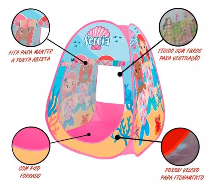 Imagem de Barraca Infantil Dobravel Toca Tenda Cabana Sereia Dm Toys DMT6562