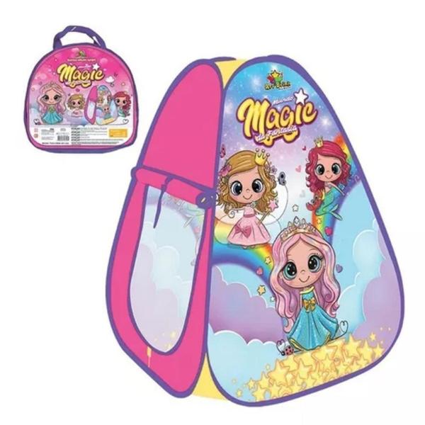 Imagem de Barraca Infantil para Menina Princesas Mundo Magico Fantasia Dobrável Com Bolsa - Art Brink