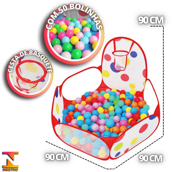 Imagem de Barraca Infantil Piscina Bolinha C/ Cesta Basquete 50 Bolas