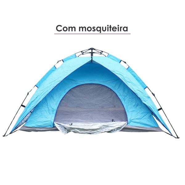 Imagem de Barraca para Camping 200x200cm Azul Pop Up Montagem Automática Impermeável e Fácil de Montar