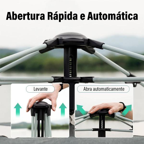 Imagem de Barraca para Camping até 4 Pessoas Impermeável Expansão Automática Teto Removível Anti-Mosquito Abertura Rápida