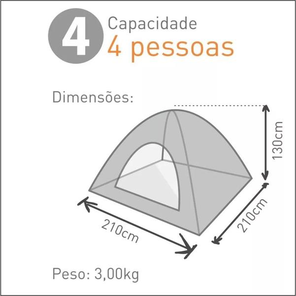 Imagem de Barraca para camping guepardo atena iglu p/ 4 pessoas - prata