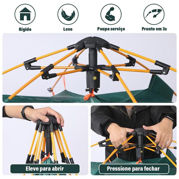 Imagem de Barraca para Camping Impermeável Anti-Mosquito Abertura Rápida Expansão Automática até 4 Pessoas