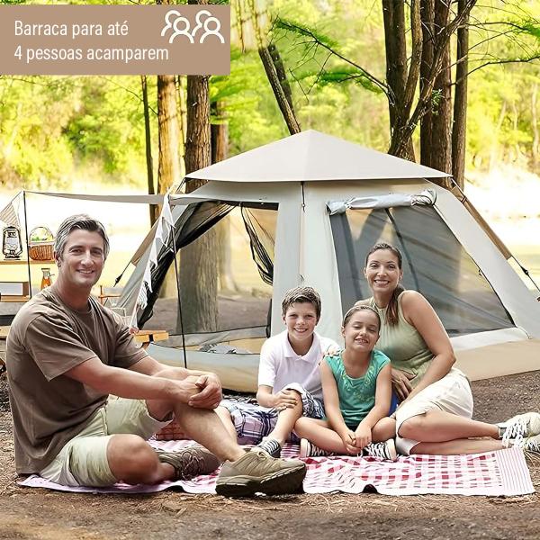 Imagem de Barraca para Camping Impermeável Anti-Mosquito Abertura Rápida Expansão Teto Removível Automática até 4 Pessoas